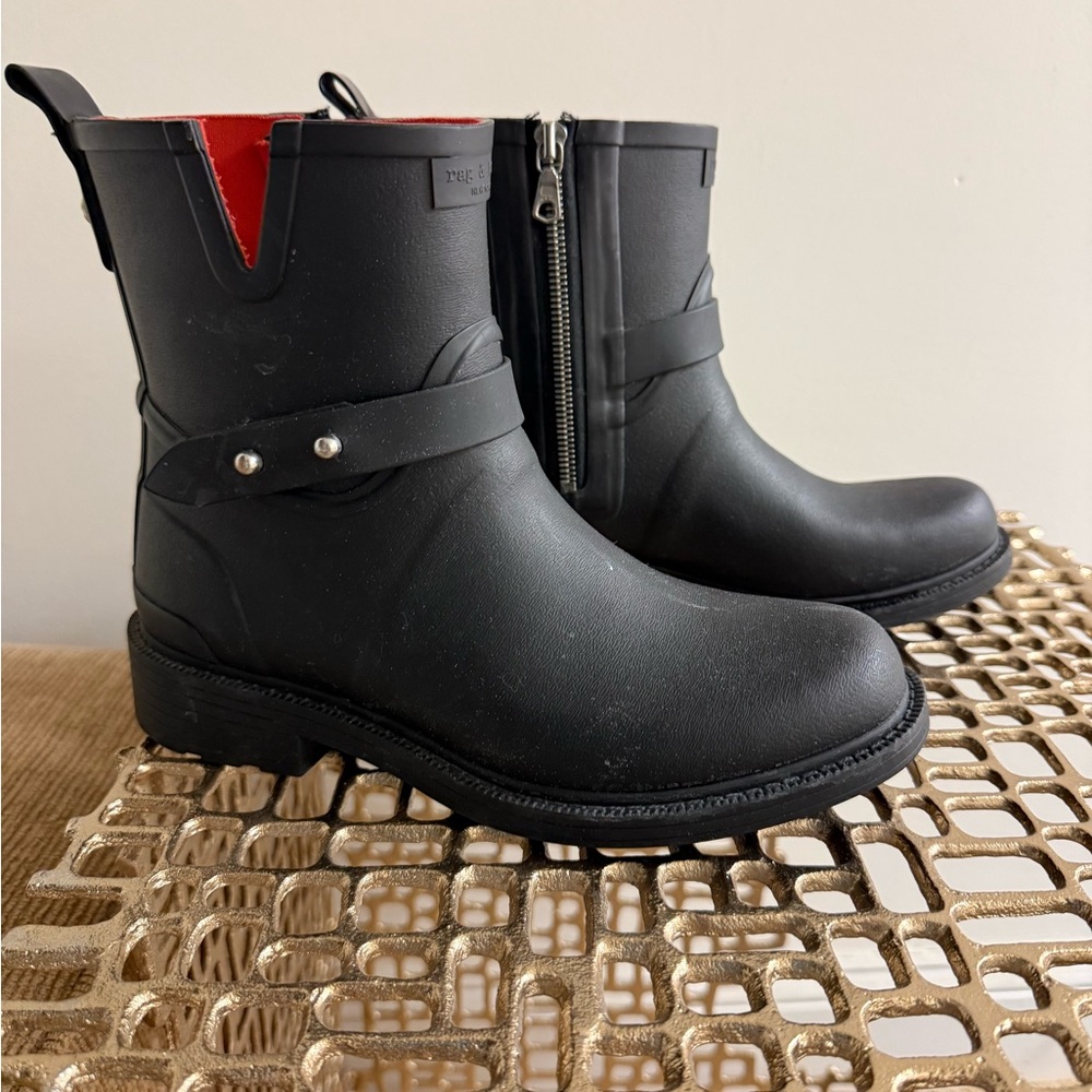 rag & bone Black Rain/ Winter Moto Boot with Red Lining - Picture 2 of 5
